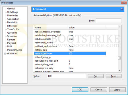 Advanced Settings Dialog Box