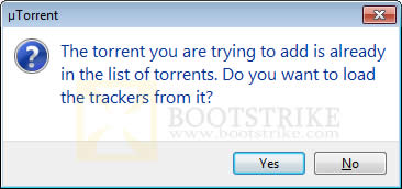 Torrent already in the list of torrents