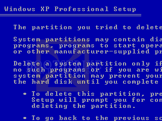 System Partition Warning