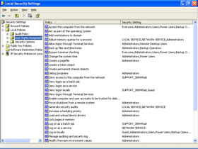 Windows XP Local Security Settings Screenshot (Click to view full 113KB)