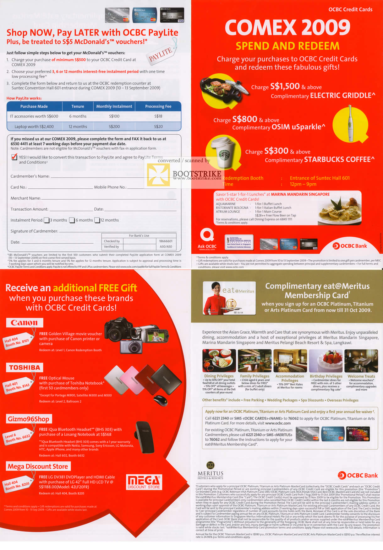 OCBC Credit Card Redemption Promotions COMEX 2009 Price List Brochure