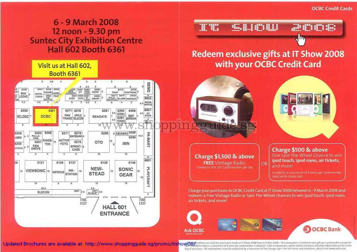OCBC Credit Card Promotion Gifts IT SHOW 2008 Price List Brochure