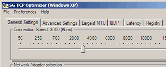 TCP Optimizer main window