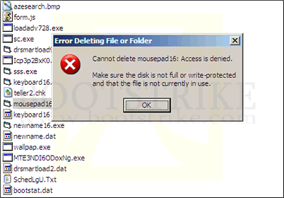 Cannot delete mousepad16: Access is denied.