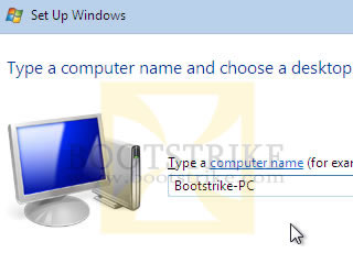 Type a computer name and choose a desktop wallpaper